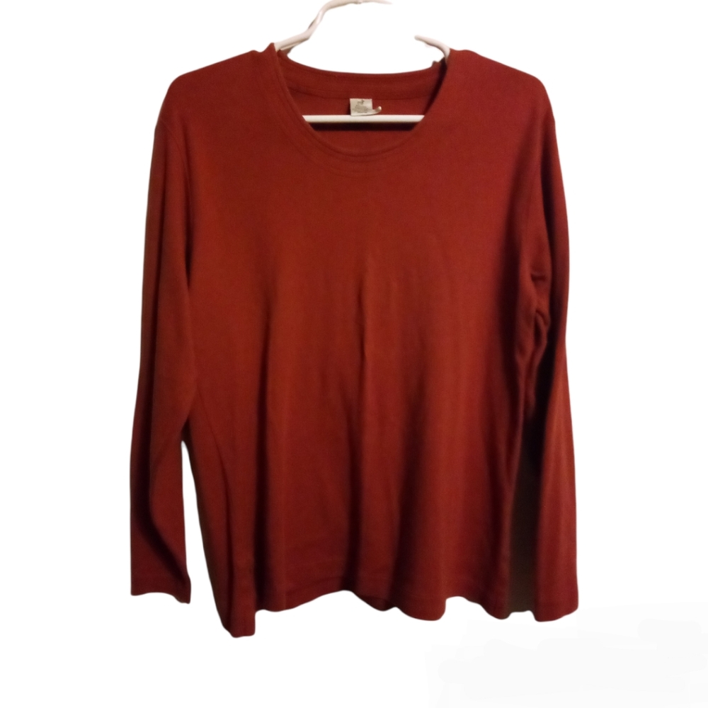 Peruvian Connection 100% Pima Cotton Orange Long Sleeve Blouse